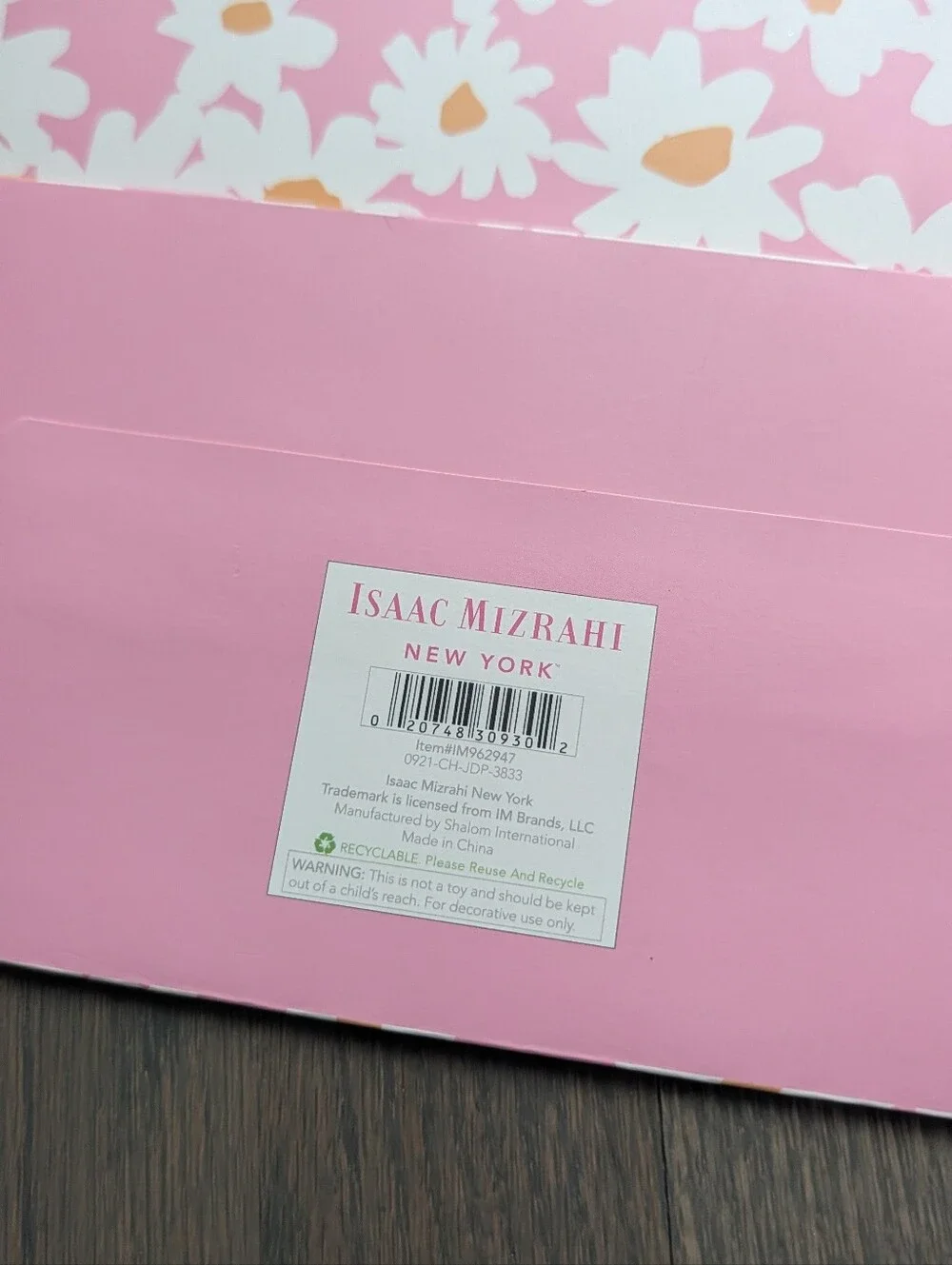 Isaac Mizrahi New York Pink Daisy Large Gift Bag 18